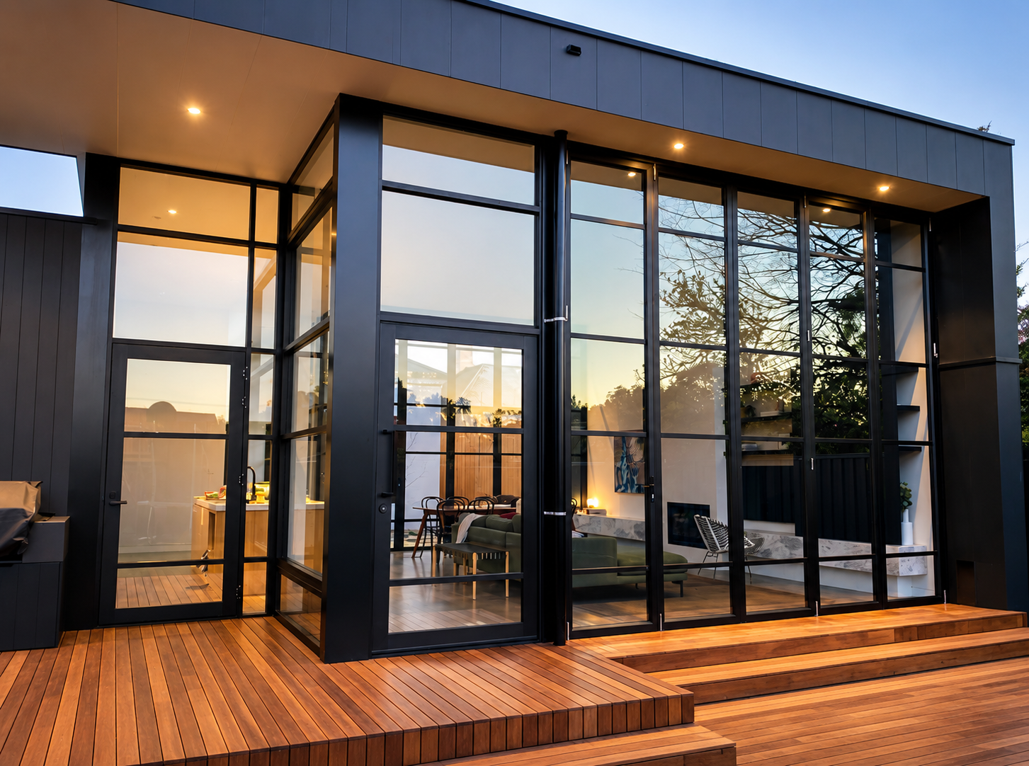 Modern Adelaide home with large clean black-framed windows
